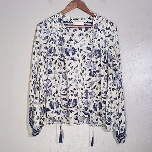 Natalie Martin Floral Print Women's Top - Blue and White